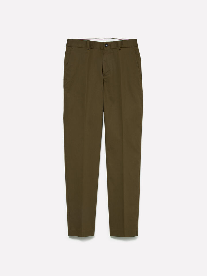 Olive green slim comfort fit trousers - men's slim fit trousers - Olive Green | Sisley image number 1
